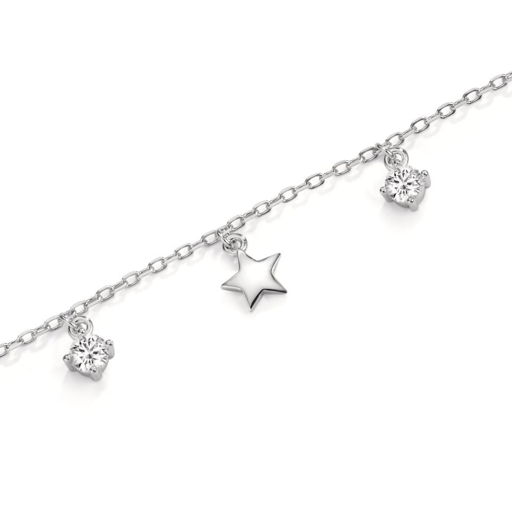 Armband Silber Zirkonia 2 Steine rhodiniert Stern verstellbar