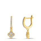 Orecchini Argento Zirconia giallo dorato Fiore