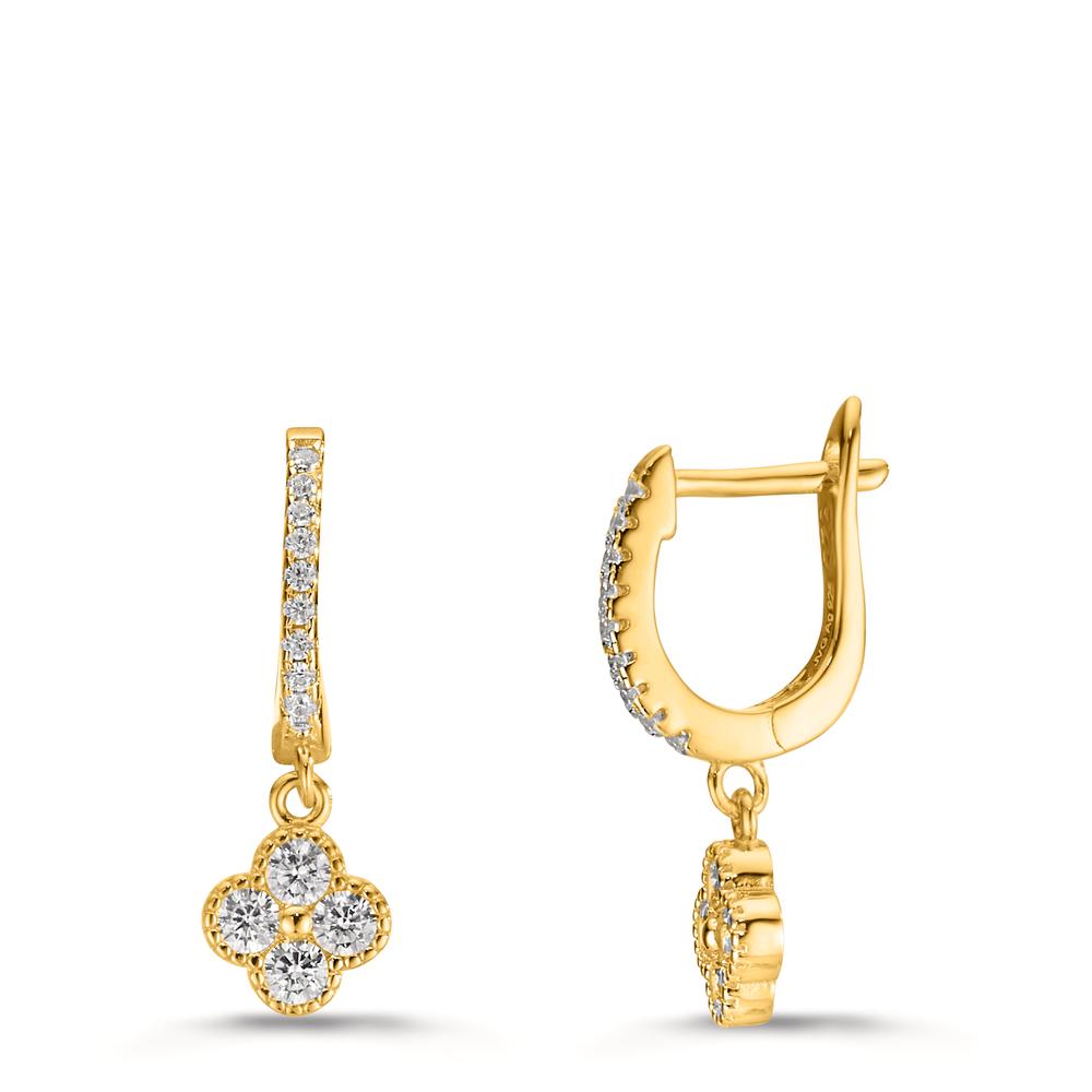 Orecchini Argento Zirconia giallo dorato Fiore