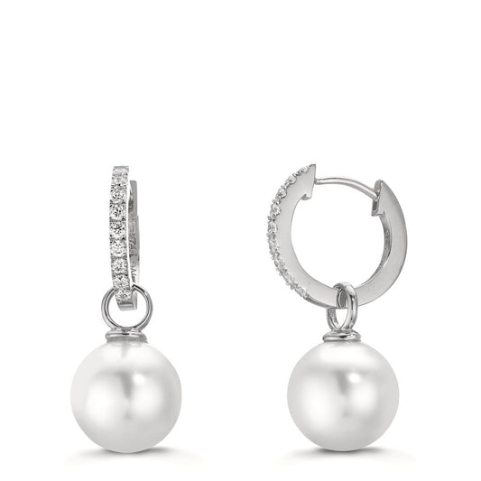 Orecchini circolari Argento Zirconia 18 pietra rodiato [shining Pearls], 2 Perla, 10 mm