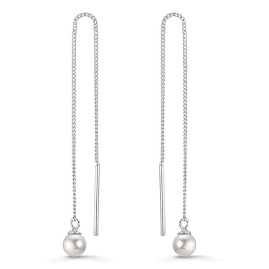 Orecchini a strappo Argento rodiato [shining Pearls], 2 Perla, 5 mm
