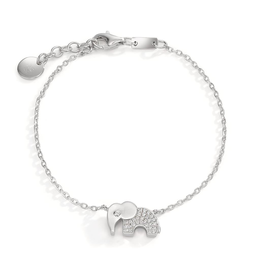 Bracciale Argento Zirconia rodiato Elefante 16-18 cm