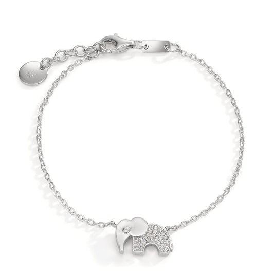 Bracciale Argento Zirconia rodiato Elefante 16-18 cm