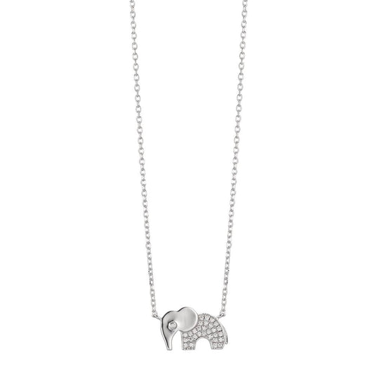 Collier Silber Zirkonia rhodiniert Elefant 40-43 cm verstellbar