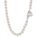 Collana Argento rodiato Perla coltivata d'acqua dolce 6-7 mm Cuore 45 cm