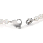 Collana Argento rodiato Perla coltivata d'acqua dolce 6-7 mm Cuore 45 cm
