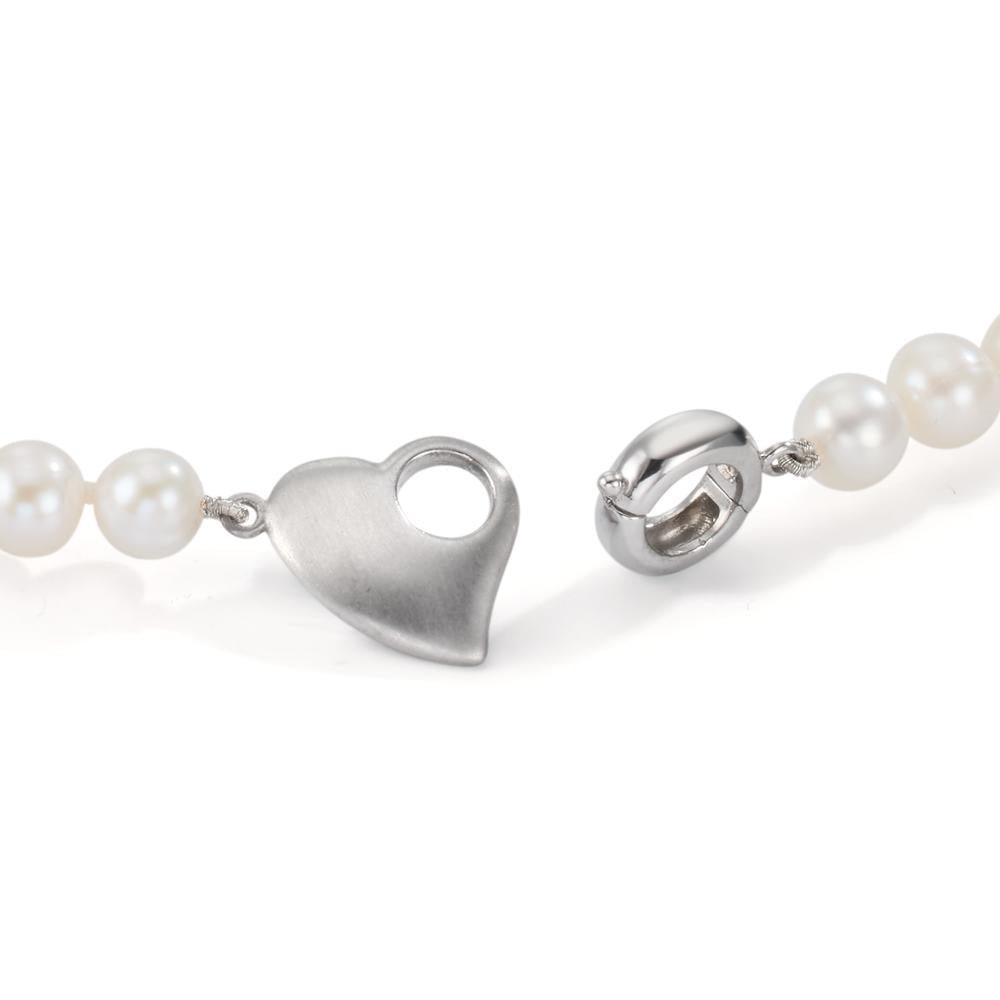 Collana Argento rodiato Perla coltivata d'acqua dolce 6-7 mm Cuore 45 cm