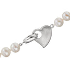 Collana Argento rodiato Perla coltivata d'acqua dolce 6-7 mm Cuore 45 cm
