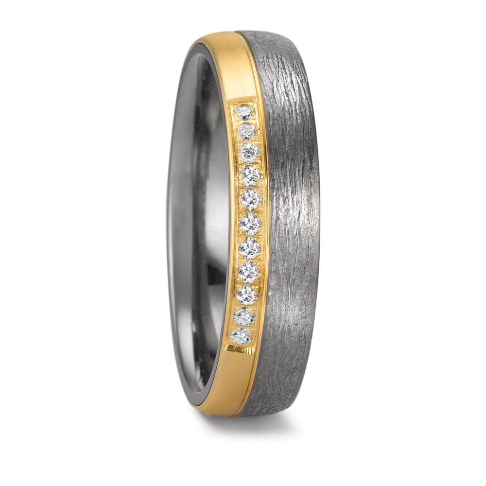Partnerring 999 Tantal, 585/14 K Gelbgold Diamant 0.11 ct, 11 Steine, w-si