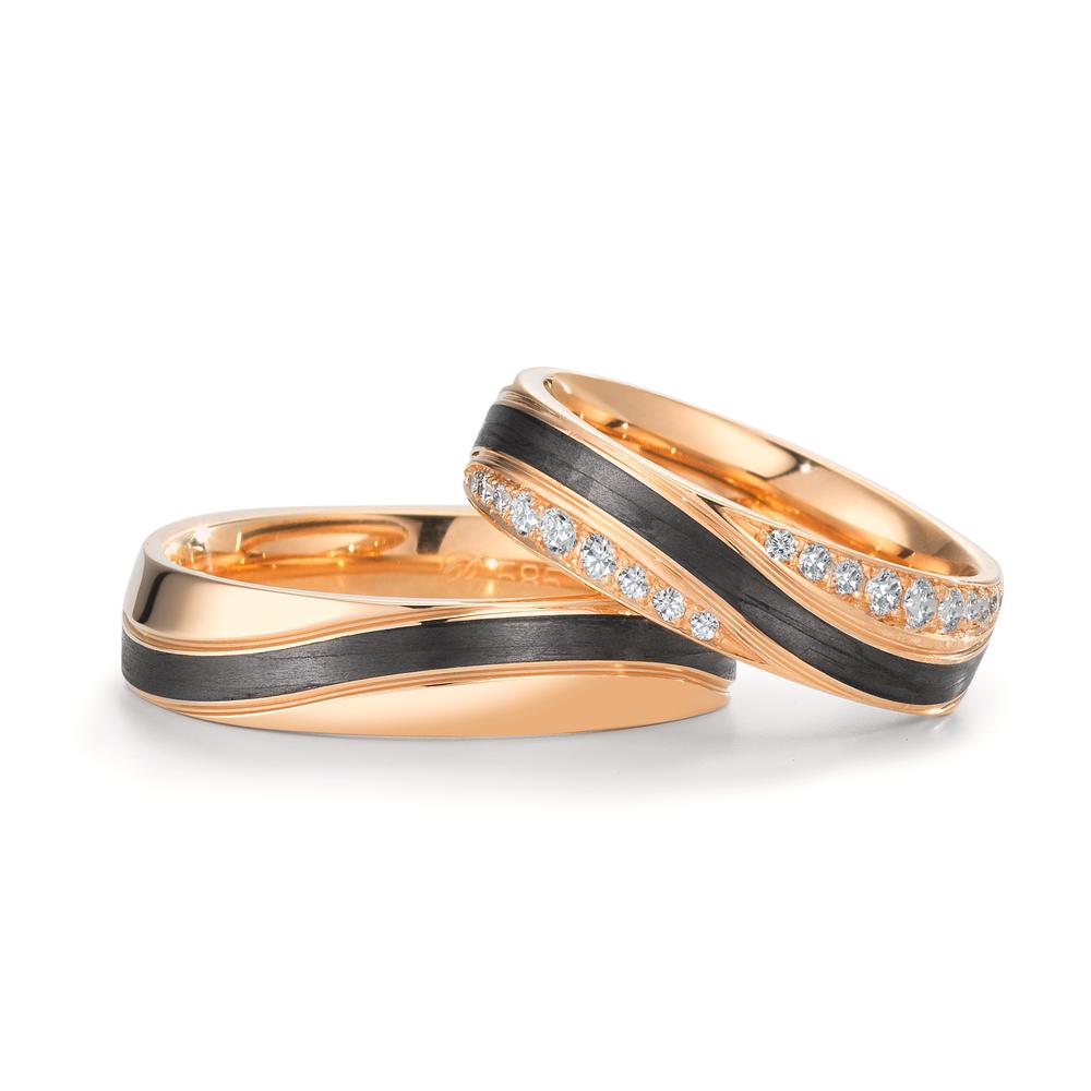 Partnerring 585/14 K Rosegold, Carbon Diamant 0.468 ct, 36 Steine, w-vsi