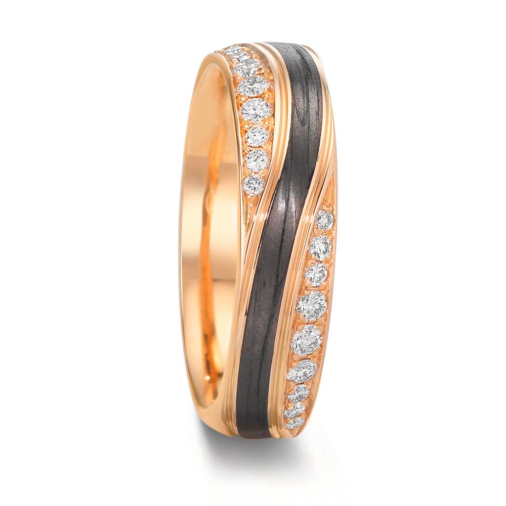 Anello del partner Oro rosa 585/14 kt, Carbonio Diamante 0.468 ct, 36 pietra, w-vsi