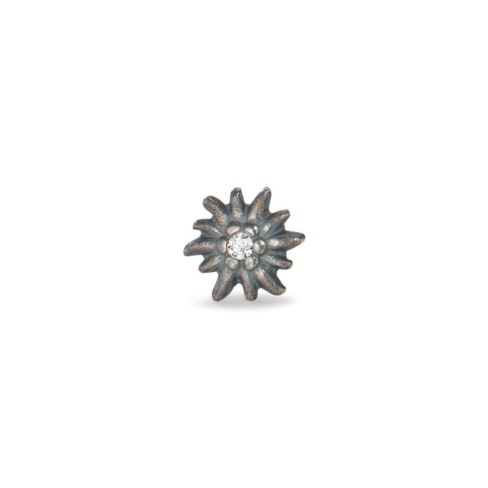 Clous d'oreille à l'unité Argent Patinée Edelweiss Ø7 mm