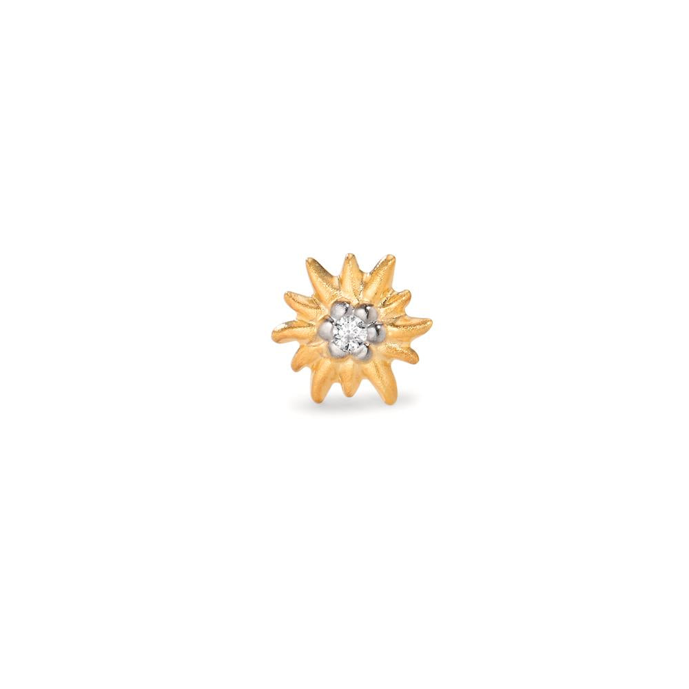 Ohrstecker 1 Stk 375/9 K Gelbgold Zirkonia bicolor Edelweiss Ø7 mm