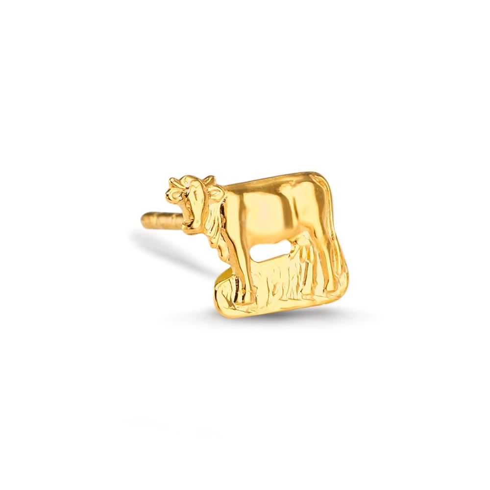 Clous d'oreille à l'unité Or jaune 18K Vache