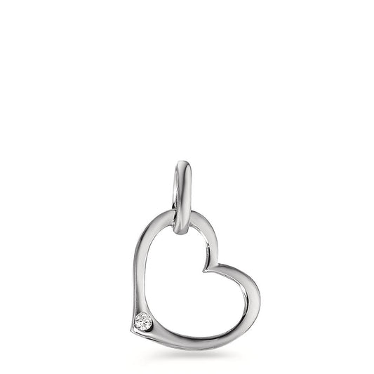 Pendentif Or blanc 9K Diamant 0.01 ct, w-pi1 Coeur Ø9 mm