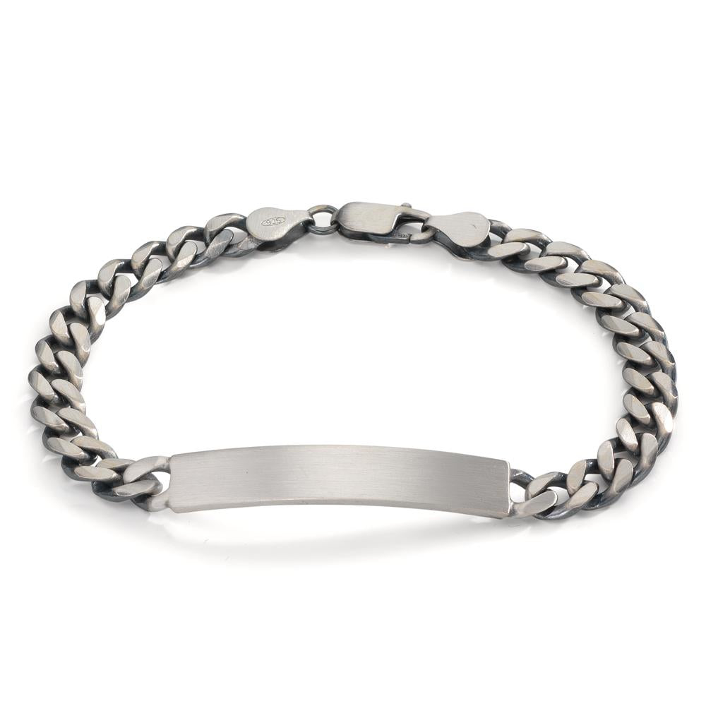 Gourmette avec gravure Argent Patinée 20 cm