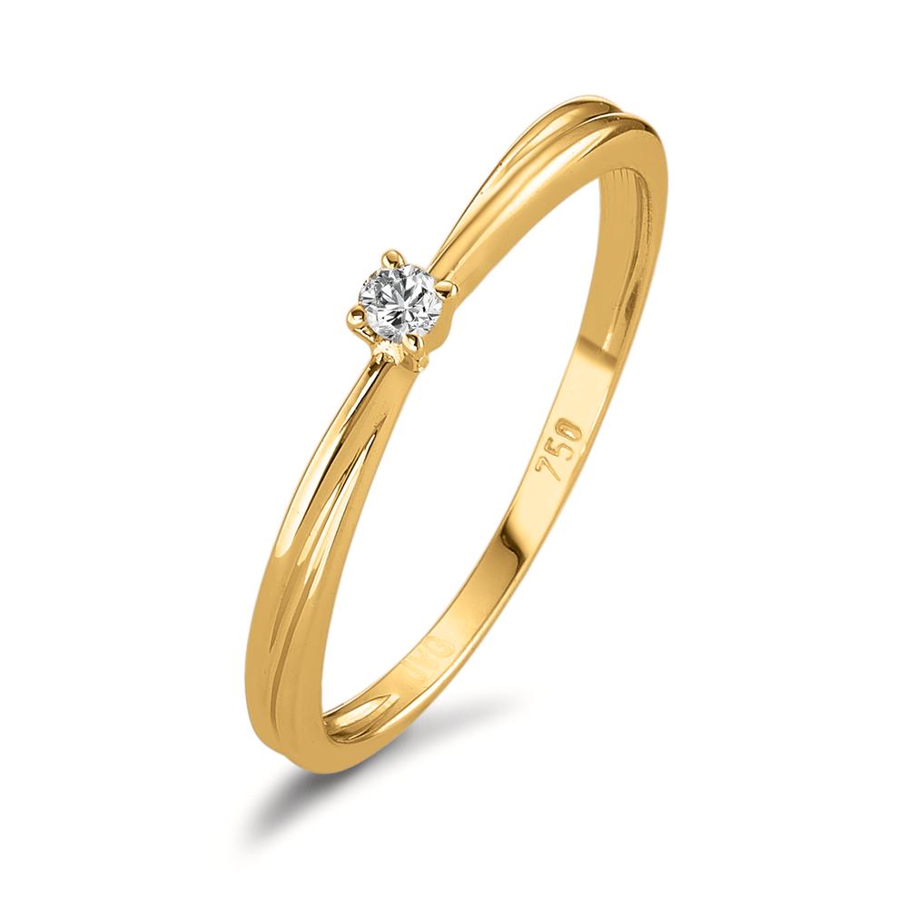 Bague solitaire Or jaune 18K Diamant 0.03 ct, w-si