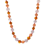 Collier Bernstein Rosenquarz, Quarz 34 cm Ø6.5 mm