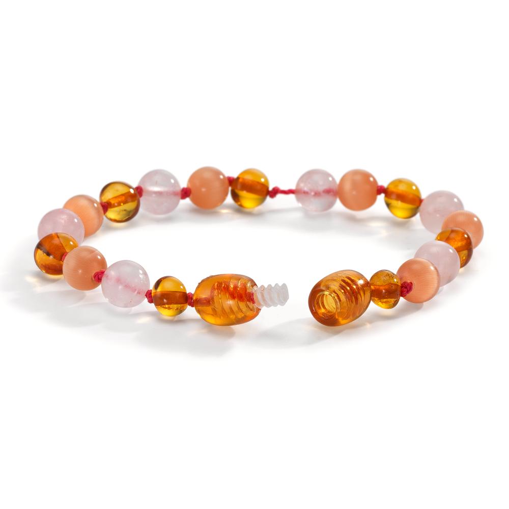 Armband Bernstein Rosenquarz, Quarz Ø6.5 mm