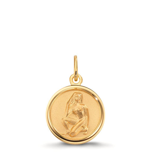 Pendentif avec gravure Or jaune 9K Signe Astrologique Vierge Ø12 mm