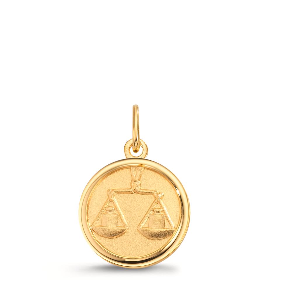 Pendentif avec gravure Or jaune 9K Signe Astrologique Balance Ø12 mm
