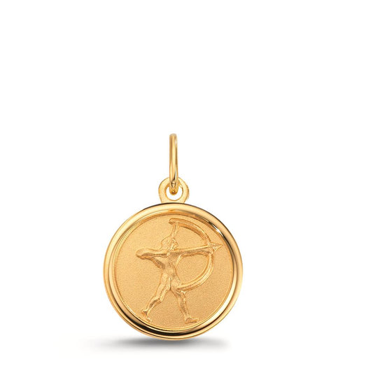 Pendentif avec gravure Or jaune 9K Signe Astrologique Sagittaire Ø12 mm
