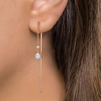 Orecchini a strappo Oro rosso 750/18 carati Diamante 0.06 ct, 3 pietra, tw-si Perle Akoya, 2 Perla, 4.5 mm