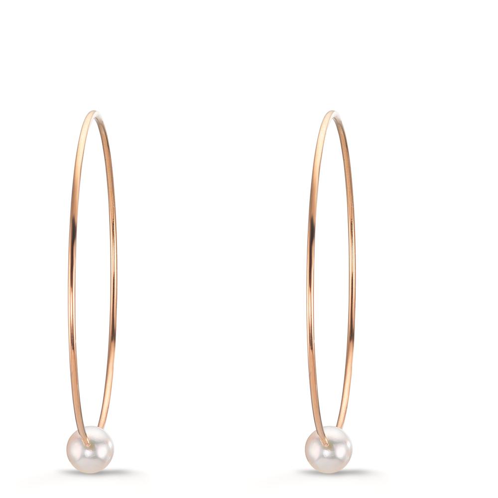 Orecchini a cerchio Oro rosso 750/18 carati Perle Akoya, 6 mm