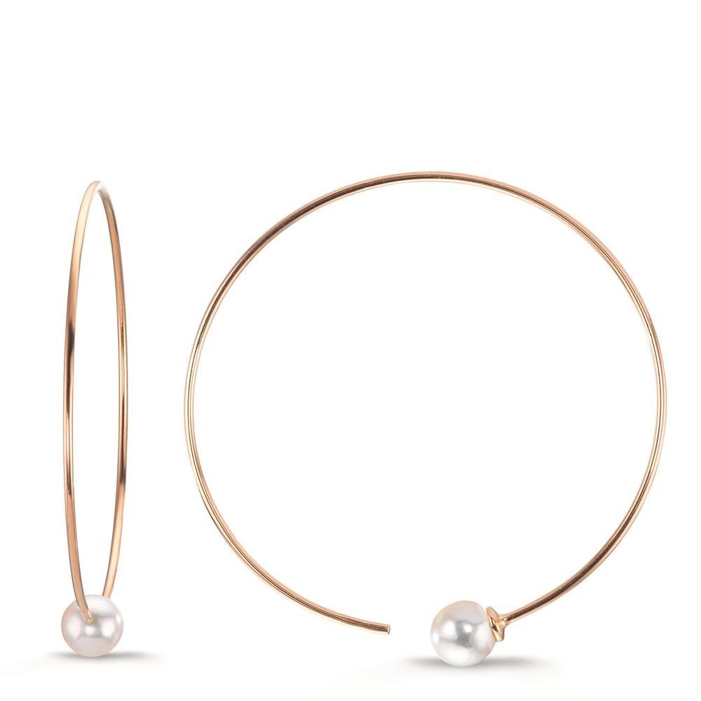 Orecchini a cerchio Oro rosso 750/18 carati Perle Akoya, 6 mm