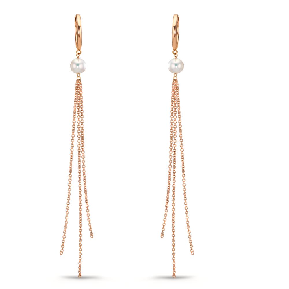 Orecchini circolari Oro rosso 750/18 carati Perla coltivata d'acqua dolce, 2 Perla