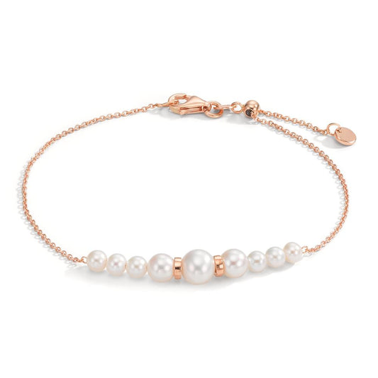 Bracelet Or rouge 18K perle d'eau douce, 9 Perles 15-18 cm