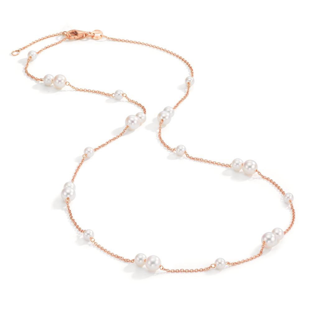 Collana Oro rosso 750/18 carati Perla coltivata d'acqua dolce, 23 Perla 3-5 mm 41.5-44 cm