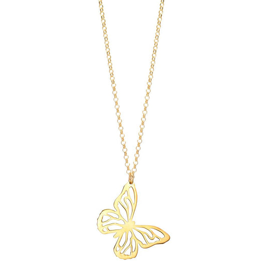 Collier Argent jaune Plaqué or Papillon 40-44 cm