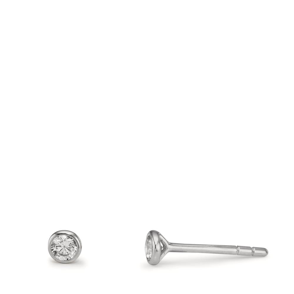 Ohrstecker 375/9 K Weissgold Zirkonia 2 Steine Ø2.9 mm