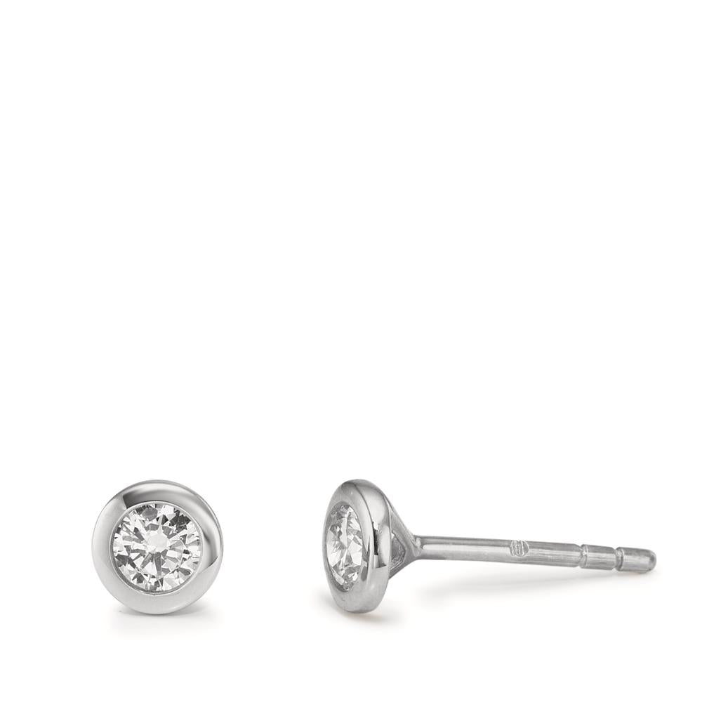 Ohrstecker 375/9 K Weissgold Zirkonia 2 Steine Ø5 mm