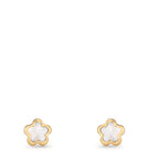 Orecchini a bottone Oro giallo 750/18 carati Madreperla Fiore Ø4 mm