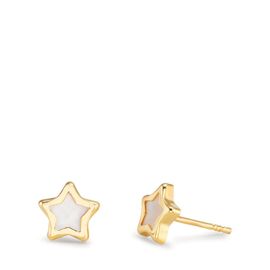 Clous d'oreilles Or jaune 18K nacre Étoile Ø5 mm