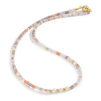 Collana Acciaio inossidabile Cristallo rosa giallo rivestimento IP Perla coltivata d'acqua dolce, 5 Perla 4-4.5 mm 43 cm