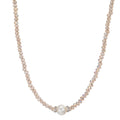 Collana Acciaio inossidabile Cristallo Champagne Perla coltivata d'acqua dolce 6.5-7 mm 43 cm