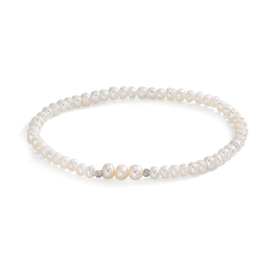 Bracciale Acciaio inossidabile Perla coltivata d'acqua dolce 3.5-4 mm 17 cm