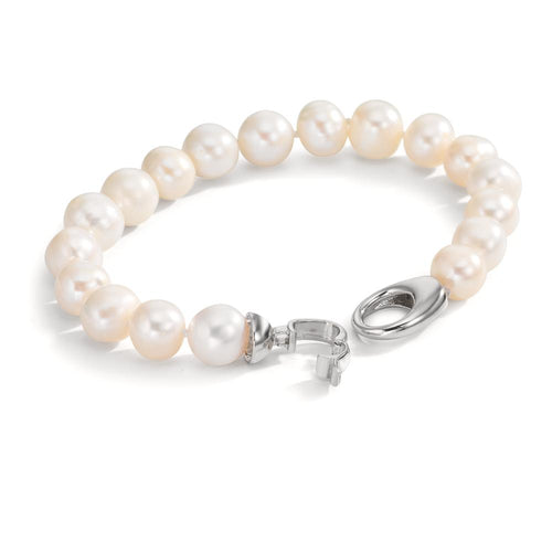 Bracciale Acciaio inossidabile Perla coltivata d'acqua dolce 8.5-9 mm 19.5 cm