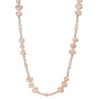 Collier Edelstahl Kristall rosa Süsswasserzuchtperlen rosa 90 cm