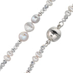 Collana Acciaio inossidabile Cristallo argento Perla coltivata d'acqua dolce argento 46 cm