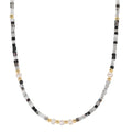 Collier Edelstahl Kristall gelb IP beschichtet Süsswasserzuchtperle, 5 Perlen, 4.5 mm 43 cm