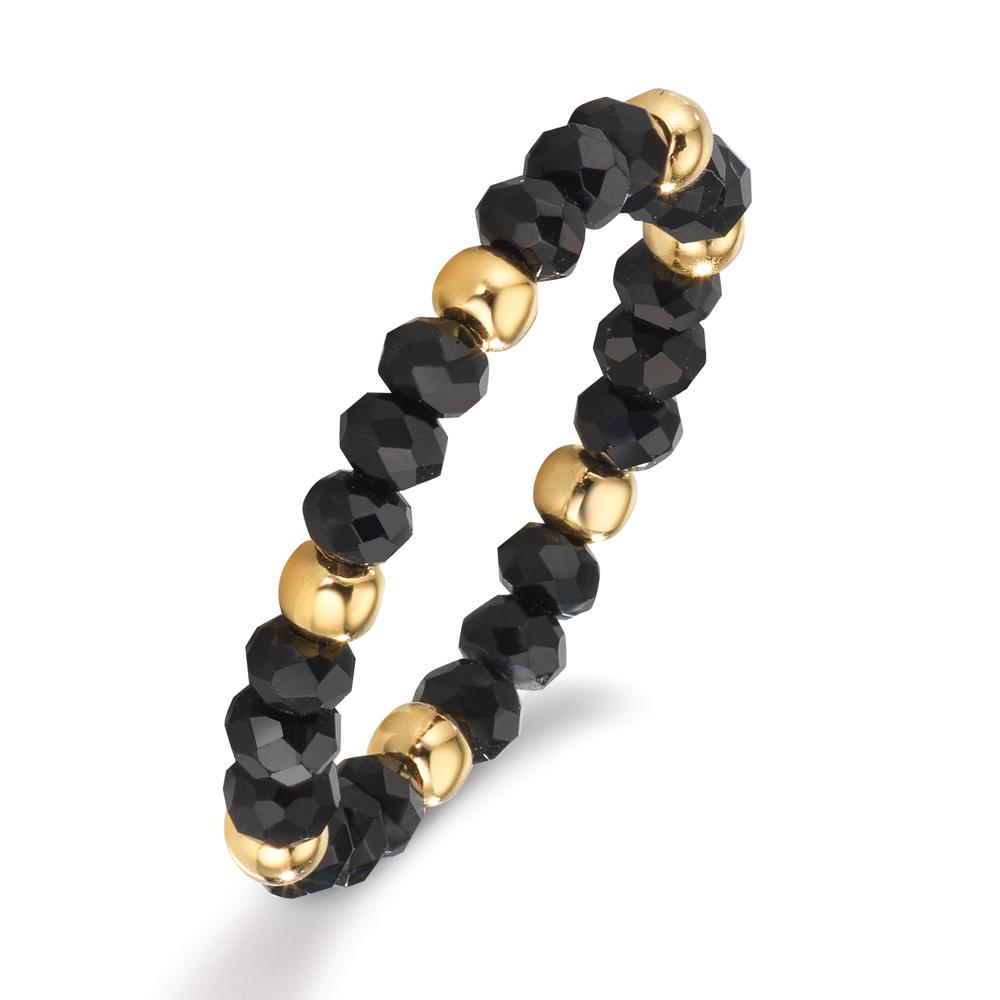 Anello Acciaio inossidabile Cristallo nero, 3 mm giallo rivestimento IP