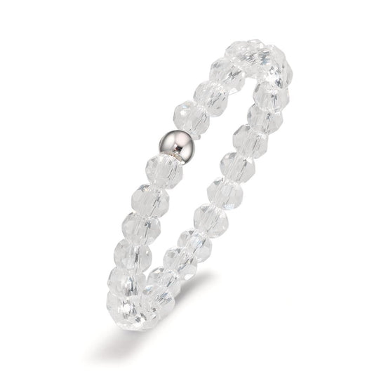 Fingerring Edelstahl Kristall weiss, 3 mm