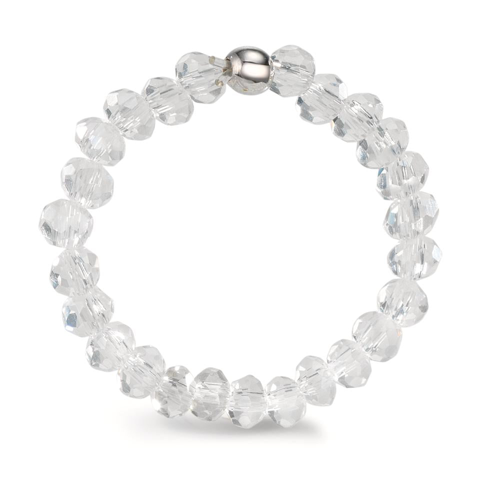 Fingerring Edelstahl Kristall weiss, 3 mm