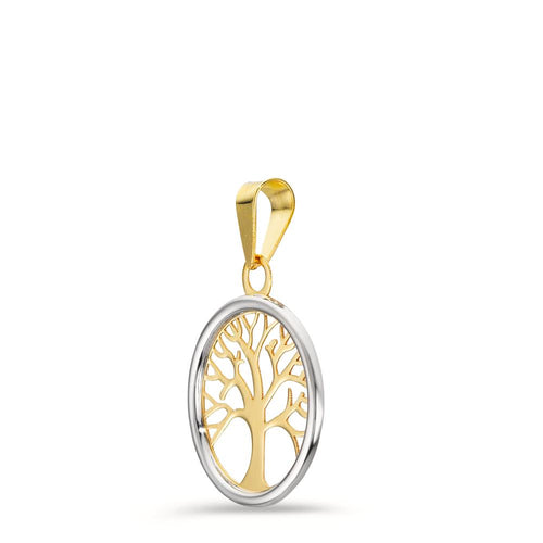 Ciondolo Oro giallo 585/14 kt bicolore Albero della vita Ø12.5 mm