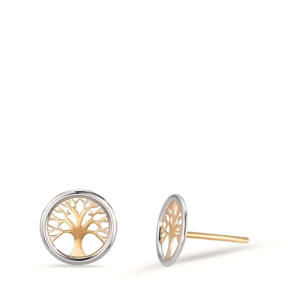 Clous d'oreilles Or jaune 14K Bicolore Arbre de la vie Ø8 mm
