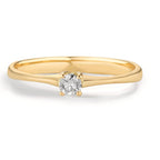 Solitär Ring 750/18 K Gelbgold Diamant 0.09 ct, w-si